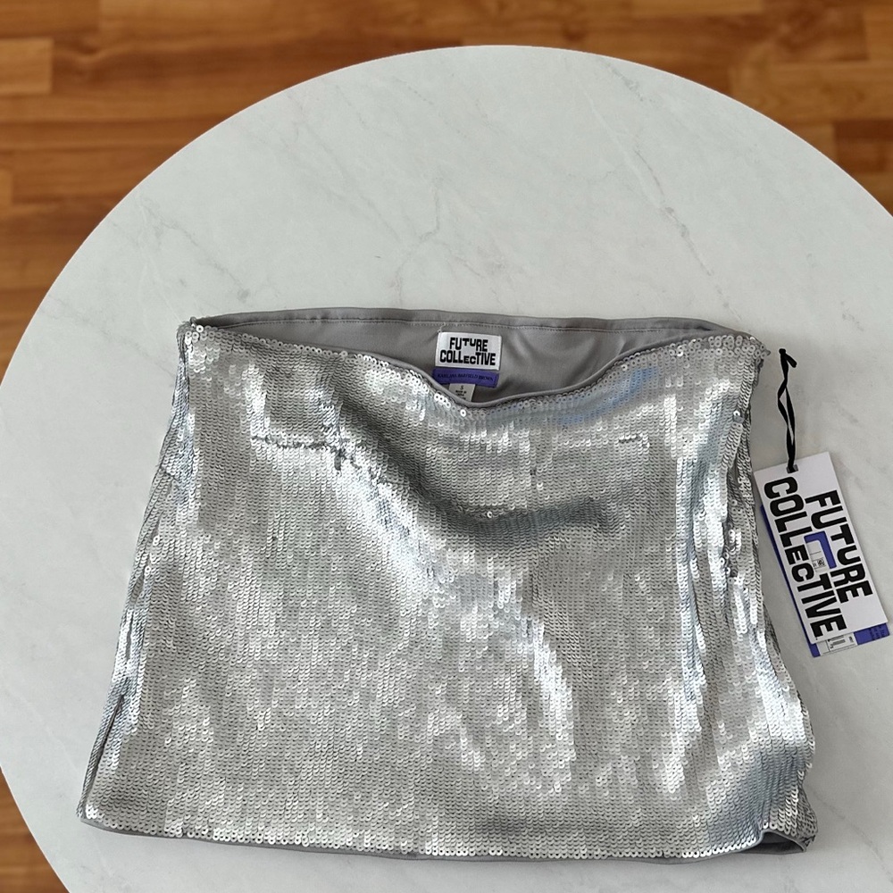 Future Collective Silver Sequin skirt